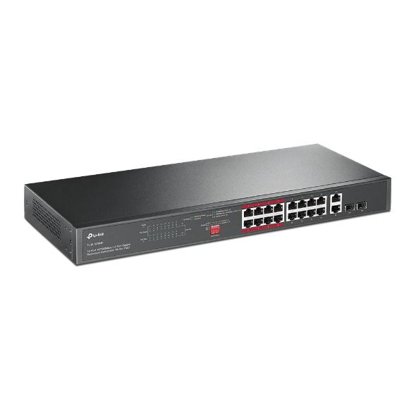 TL-SL1218MP 16×10/100 Mbps PoE+, 2×Gigabit Non-PoE, 2×GigabitSFP