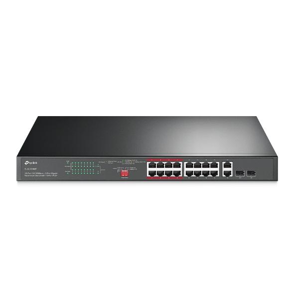 TL-SL1218MP 16×10/100 Mbps PoE+, 2×Gigabit Non-PoE, 2×GigabitSFP