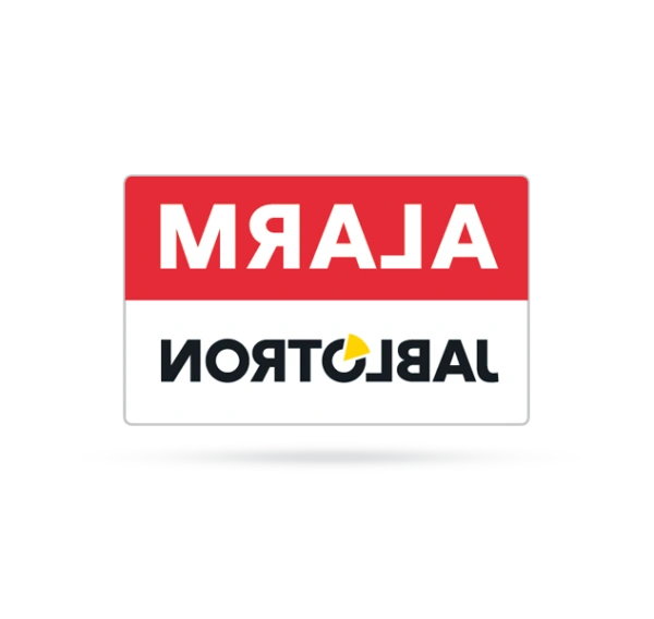 SAM-253.21 Inverzná výstražná samolepka ALARM 38 x 23 mm