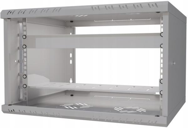 19Rack6U450P150 nást. rack 19" 6U, sklo, demont, šedý + polica 1