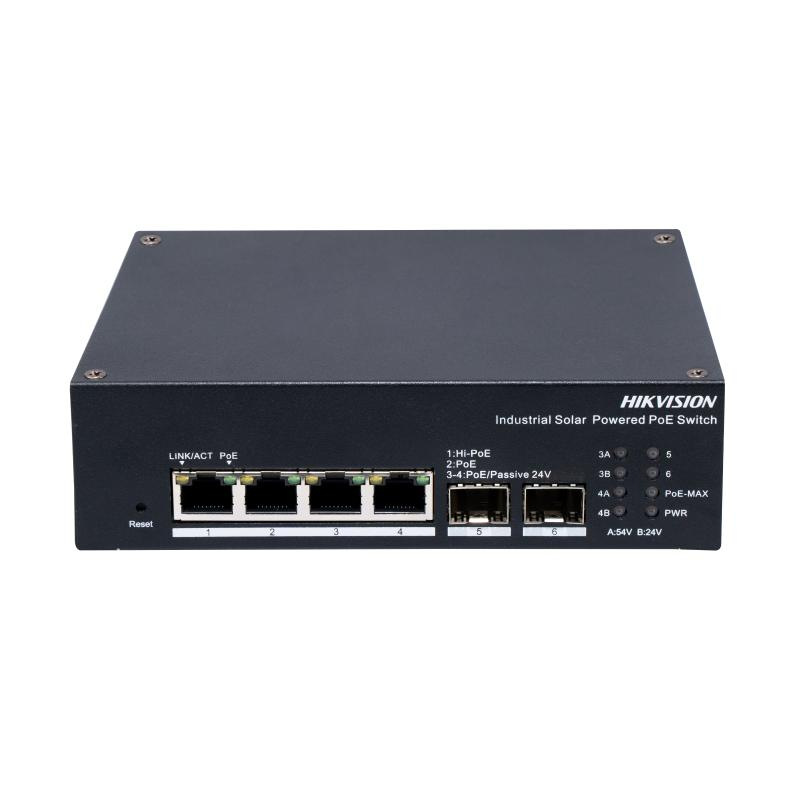DS-3T1506HP-EI-UPS 4x1Gb PoE+2xGb SFP, priemyslený solar switch
