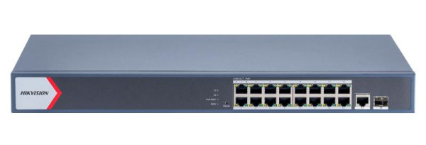 DS-3E1518P-EI 16xGb PoE+1x Gb RJ-45+1xSFP, smart switch, 230W