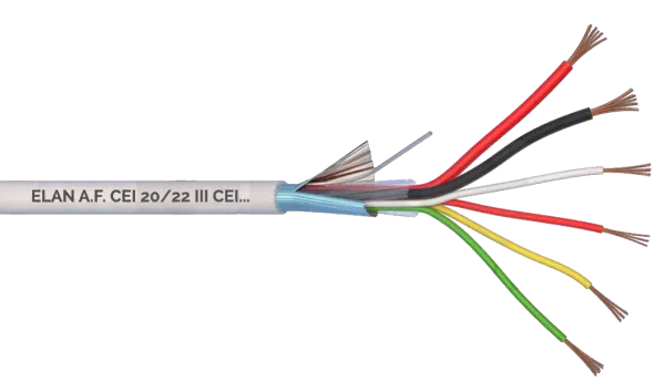 Kabel2x0,5+4x0,22T 4x0,22mm+2x0,5mm2 ,med, tienenie. AL fóliou