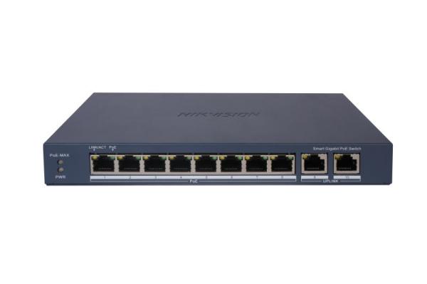 DS-3E1510P-EI 8x Gb PoE + 2x Gb Uplink RJ-45, smart switch, 110W