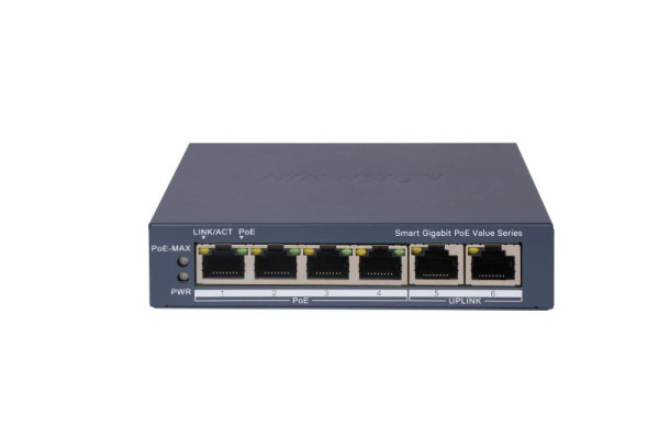DS-3E1506P-EI/M 4x Gb PoE + 2x Gb RJ-45, smart switch, 50W