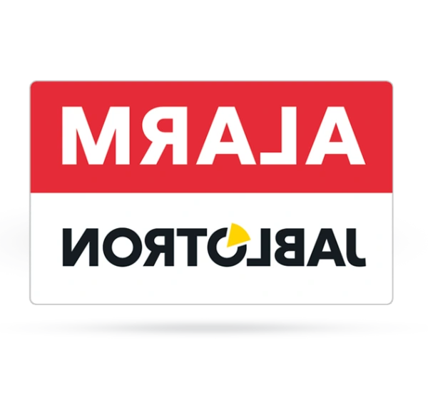 SAM-253.10 Inverzná výstražná samolepka ALARM 80 x 50 mm