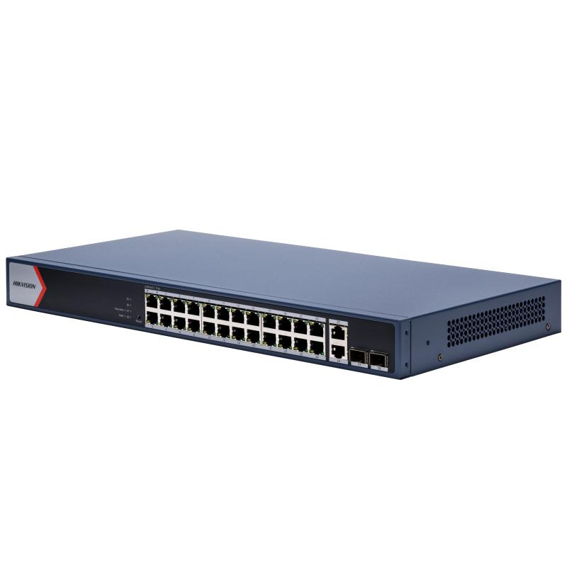 DS-3E1528P-EI/M 24xGb PoE+2x Gb RJ-45+2xSFP, smart switch, 230W