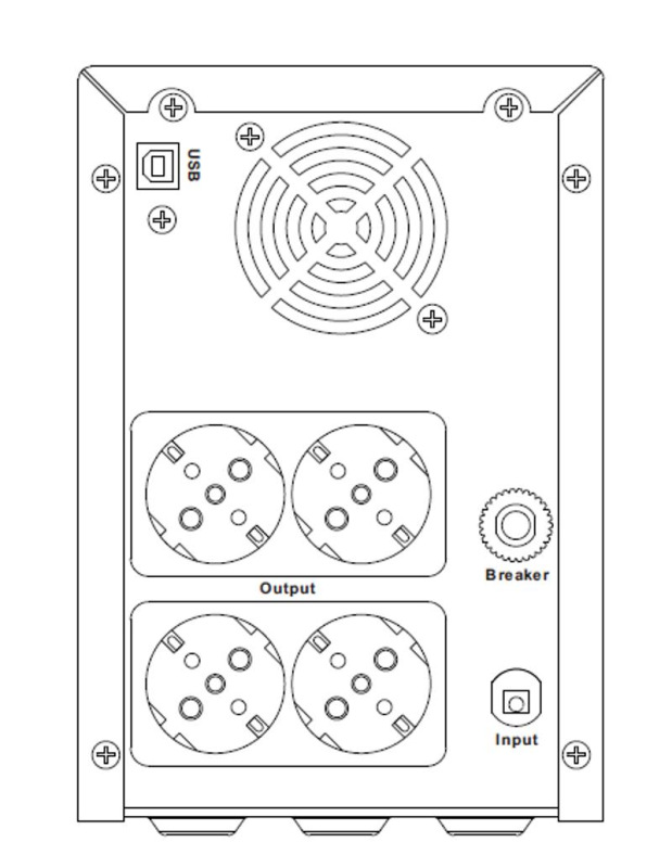DS-UPS3000-R záložný zdroj 3000VA/1800W,4x12V/9Ah 1