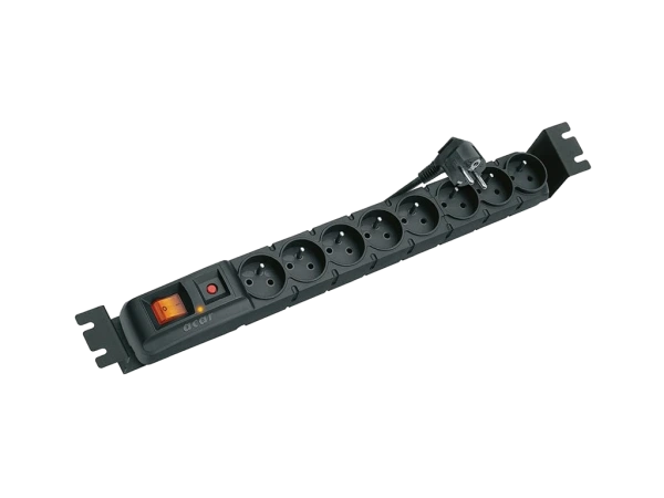 ACAR S8 FA RACK 19" 8x230V, sieť.napáj. panel 19U, 3m, čierny