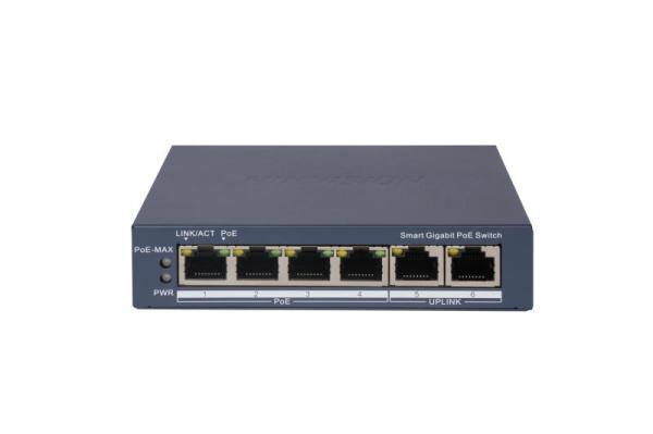 DS-3E1506P-EI 4x Gb PoE + 2x Gb RJ-45, smart switch, 60W